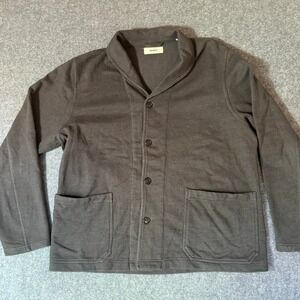 Buck Mason Mens XL Charcoal Grey Cotton Interloop Shawl Collar Cardigan Jacket